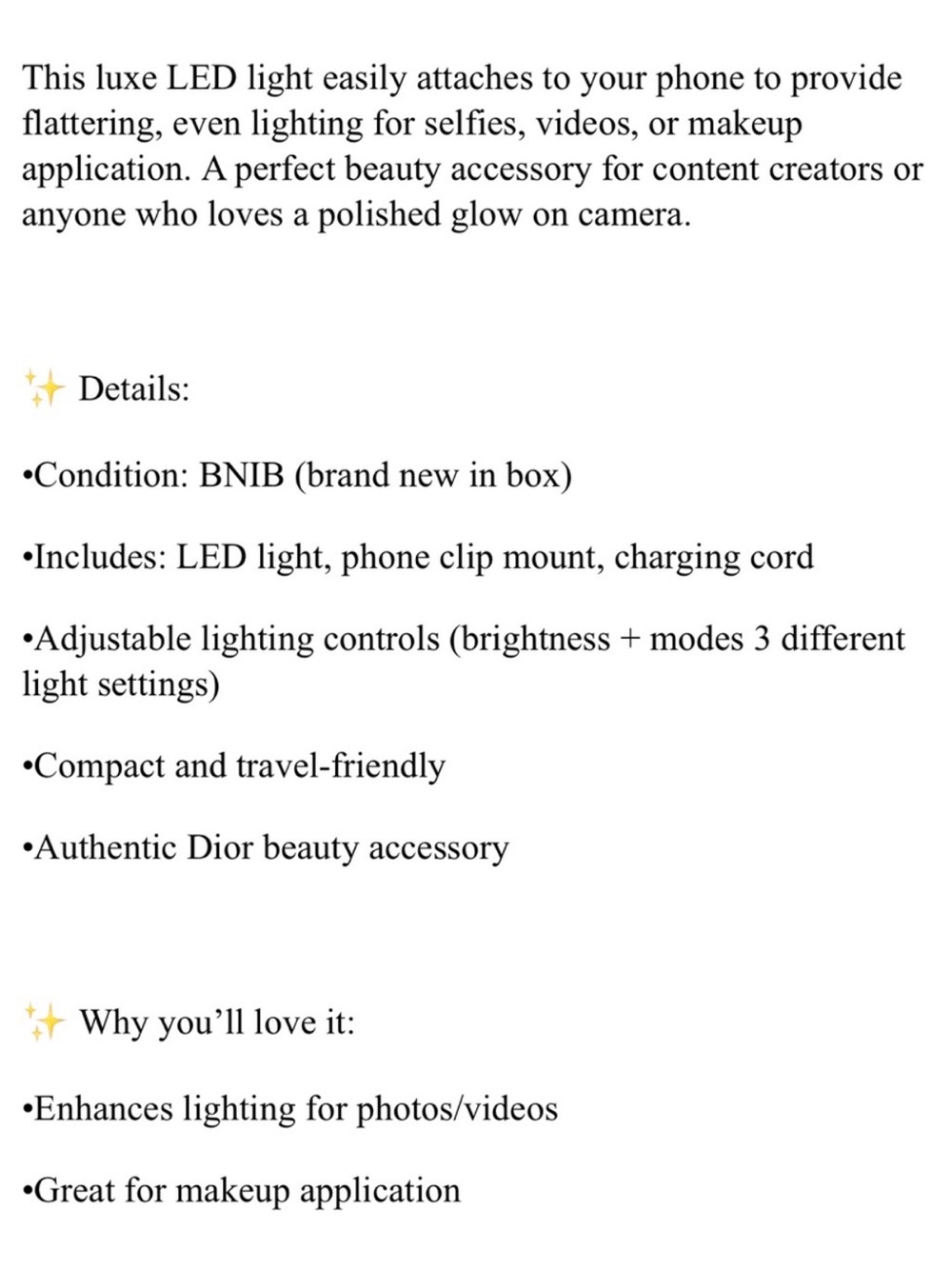 Dior Beauty Selfie Light Phone Accessory (For Photos Videos Lives etc) - Picture 7 of 9